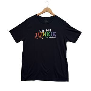 Crime Junkie Podcast Tee Unsolved Murders Mysteries Original Logo T Shirt L